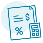 Financial form and calculator icon.